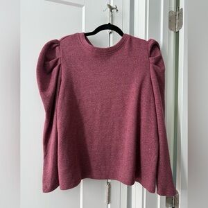 CeCe Cynthia Steffe Pink Metallic Puff Sleeve Sweater PLUS SIZE 1X